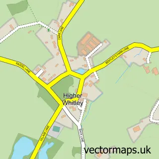 Street map sample of Higher Whitley, Cheshire