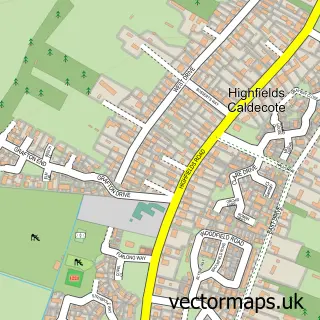 Street map sample of Highfields Caldecote, Cambridgeshire