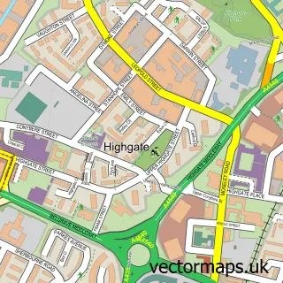 Street map sample of Highgate, West Midlands