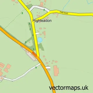 Street map sample of Highleadon, Gloucestershire