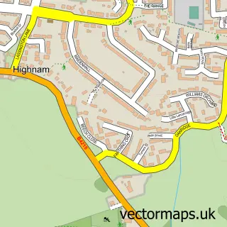 Street map sample of Highnam, Gloucestershire