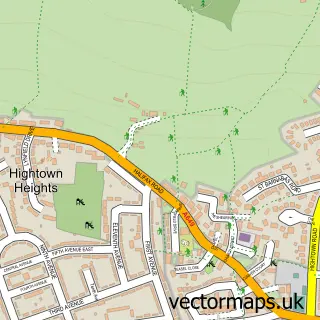 Street map sample of Hightown, West Yorkshire