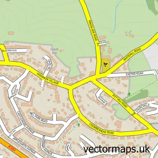 Street map sample of Highweek, Devon