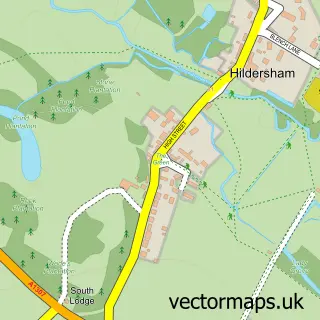 Street map sample of Hildersham, Cambridgeshire
