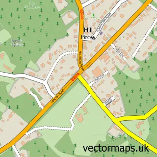 Street map sample of Hill Brow, West Sussex