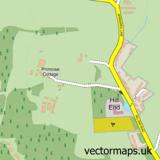 Street map sample of Hill End, Greater London