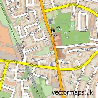 Street map sample of Hill Top, West Midlands
