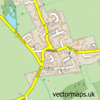 Street map sample of Hillam, North Yorkshire