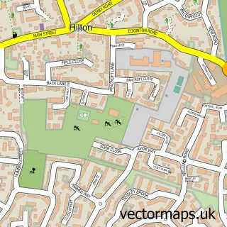 Street map sample of Hilton, Derbyshire