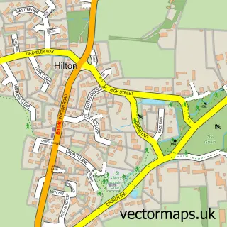 Street map sample of Hilton, Cambridgeshire