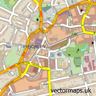 Street map sample of Hinckley, Leicestershire