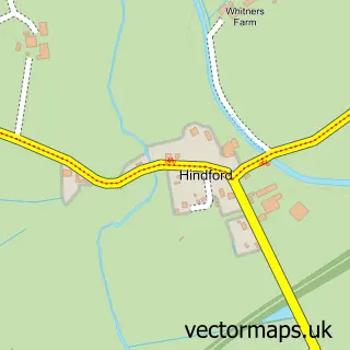 Street map sample of Hindford, Shropshire