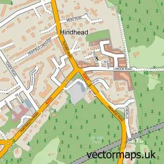 Street map sample of Hindhead, Surrey