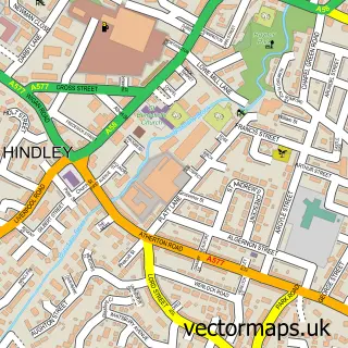 Street map sample of Hindley, Greater Manchester