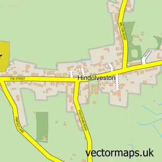 Street map sample of Hindolveston, Norfolk