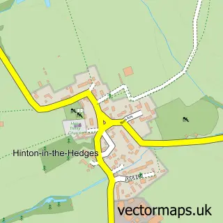 Street map sample of Hinton-in-the-Hedges, Northamptonshire