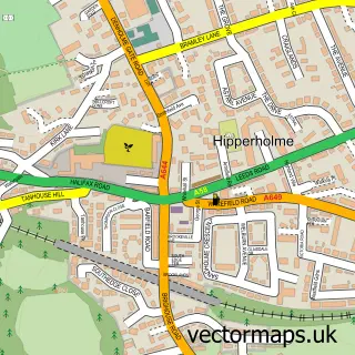 Street map sample of Hipperholme, West Yorkshire