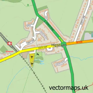 Street map sample of Hipsburn, Northumberland