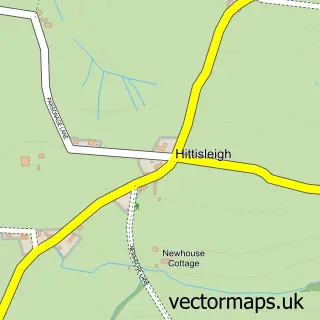 Street map sample of Hittisleigh, Devon