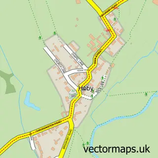 Street map sample of Hoby, Leicestershire