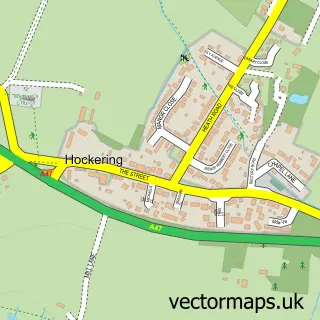 Street map sample of Hockering, Norfolk