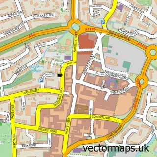 Street map sample of Hoddesdon, Hertfordshire