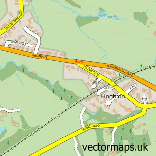 Street map sample of Hoghton, Lancashire