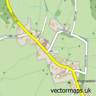 Street map sample of Hognaston, Derbyshire