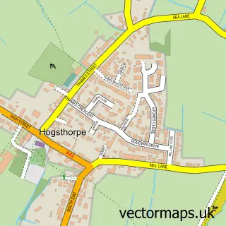Street map sample of Hogsthorpe, Lincolnshire