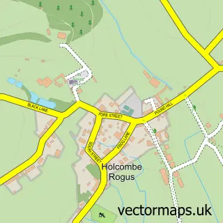 Street map sample of Holcombe Rogus, Devon