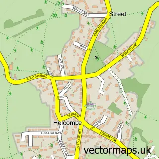 Street map sample of Holcombe, Somerset