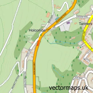 Street map sample of Holcombe, Greater Manchester