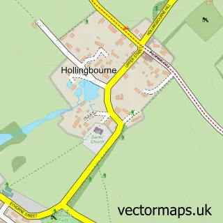 Street map sample of Hollingbourne, Kent