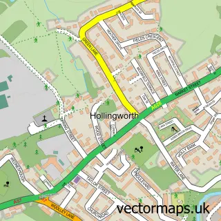 Street map sample of Hollingworth, Greater Manchester