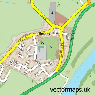 Street map sample of Hollins Green, Cheshire