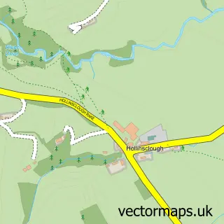 Street map sample of Hollinsclough, Staffordshire