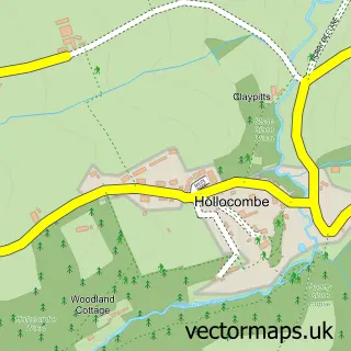 Street map sample of Hollocombe, Devon