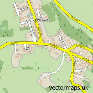 Street map sample of Holloway, Derbyshire