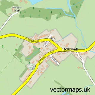 Street map sample of Hollowell, Northamptonshire