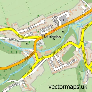 Street map sample of Holmbridge, West Yorkshire