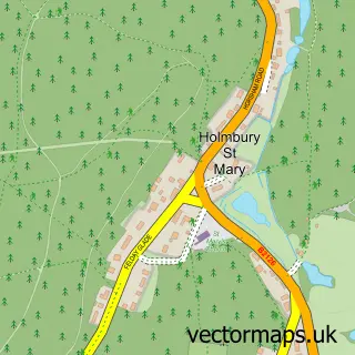 Street map sample of Holmbury St Mary, Surrey