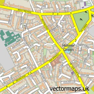 Street map sample of Holmer Green, Buckinghamshire