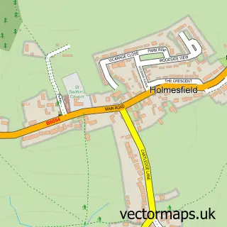 Street map sample of Holmesfield, Derbyshire