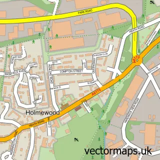 Street map sample of Holmewood, Derbyshire
