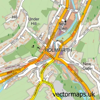 Street map sample of Holmfirth, West Yorkshire