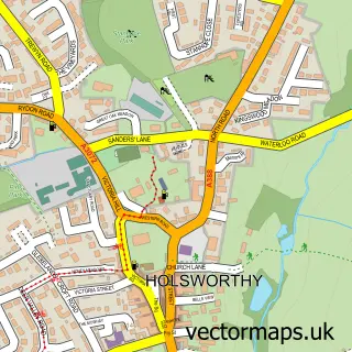 Street map sample of Holsworthy, Devon