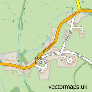 Street map sample of Holt End, Worcestershire