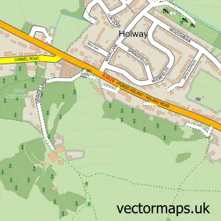 Street map sample of Holway, Clwyd