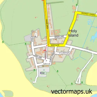 Street map sample of Holy Island, Northumberland
