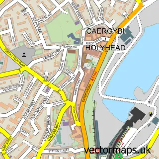 Street map sample of Holyhead, Gwynedd